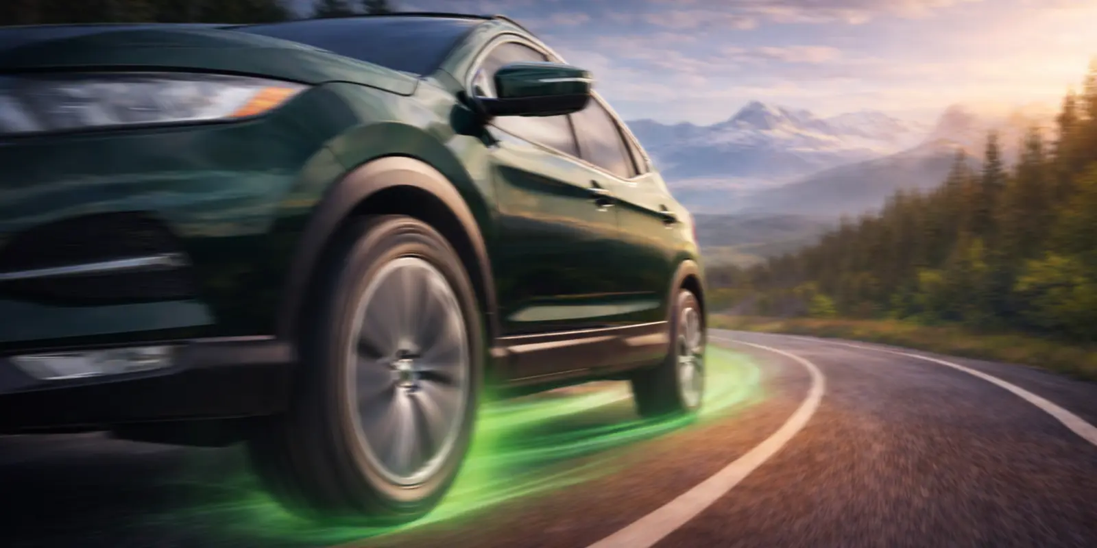 Rovelo tires engineered for spring driving conditions on wet Canadian roads, showcasing tread design for traction and stability